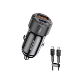 Porodo 50W Dual Port Car charger PD 20W Qc30W With-C to C Cable-Black